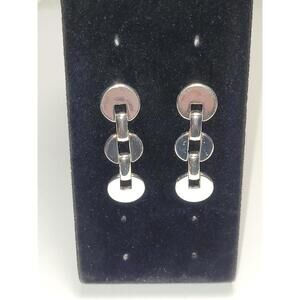 TALBOTS Silver Tone Linked Circle Drop Dangle Earrings Fashion Jewelry